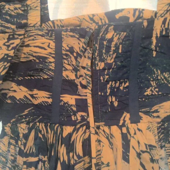 NEW Jesse Zhao Blue Print Square Neck Midi Dress – Size 2